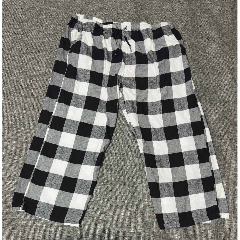 Sexy Basics Womens 3XL Pajama Pants Buffalo Plaid Black White Cotton